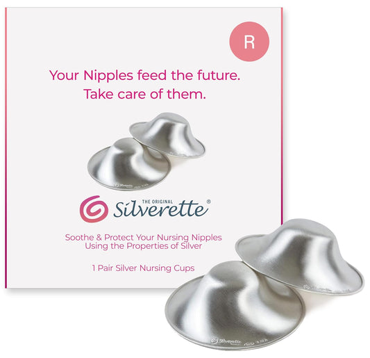 SILVERETTE® The Original Silver Nursing Cups, Nipple Covers for Breastfeeding Essentials, Model Number: 7300,Pure 925 Silver Nipple Shields for Breastfeeding, Lightweight Nursing Cups, Regular Size