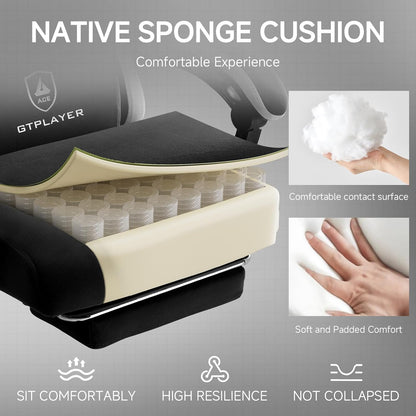 GTPLAYER Office Chair, Gaming Computer Desk Fabric Chair with Footrest, High Back Ergonomic Office Chair with Pocket Spring Lumbar Support and Linkage Armrests Adjustable Height Swivel for Home Task