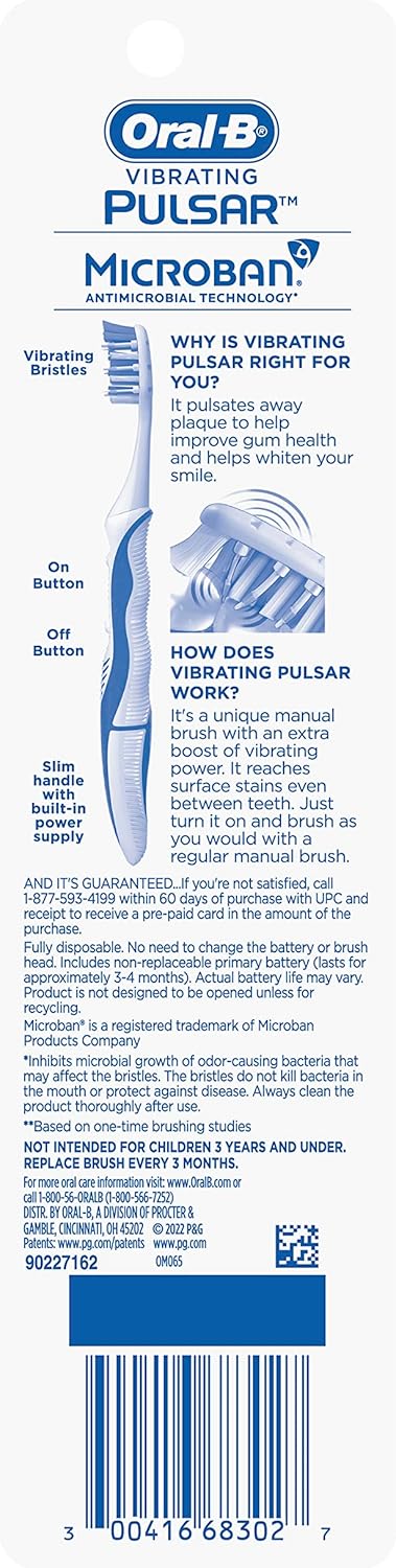 Oral-B Pulsar Expert Clean Battery Toothbrush, Medium, Tooth Brush Pack of 2, (Packaging may vary), Oral Care