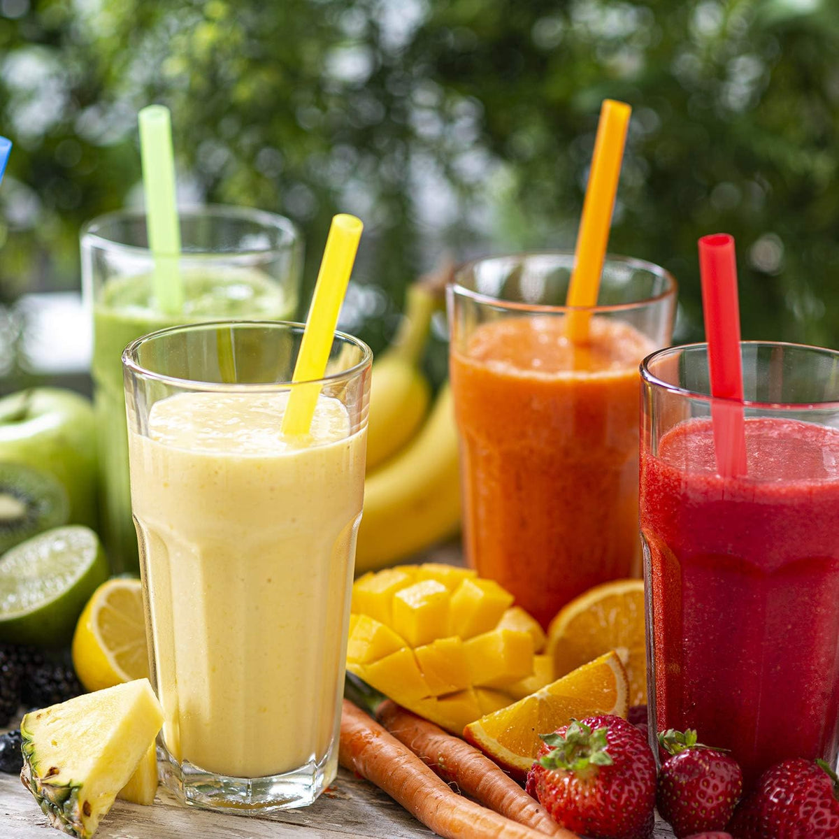 Comfy Package, [100 Count] Jumbo Plastic Smoothie Straws - 8.5" High - Assorted Colors