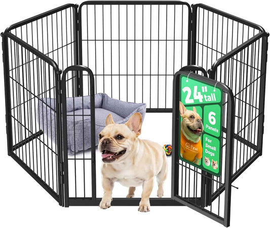 FXW Homeplus Unleashed Indoor Dog Playpen - Stress-Free and Safe Play, Heavy Duty 24 Inch 6 Panels Dog Pen for Puppy and Small Dogs, Black│Patented
