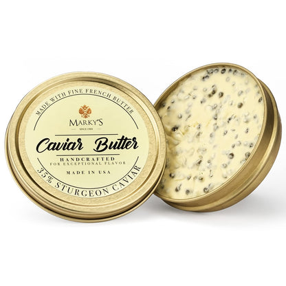 Marky’s Premium Sturgeon Caviar Butter - 3.5 oz / 100 g - 65% French Butter/ 35% Sturgeon Caviar – GUARANTEED OVERNIGHT