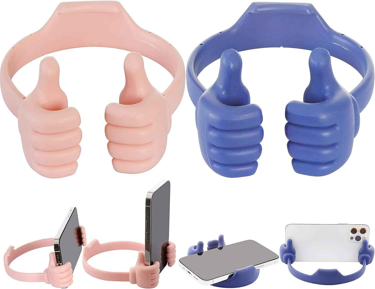 HONSKY Thumbs-Up Phone Stand for Tablets, E-Readers and Smart Phones – Green/Purple – 2 Count