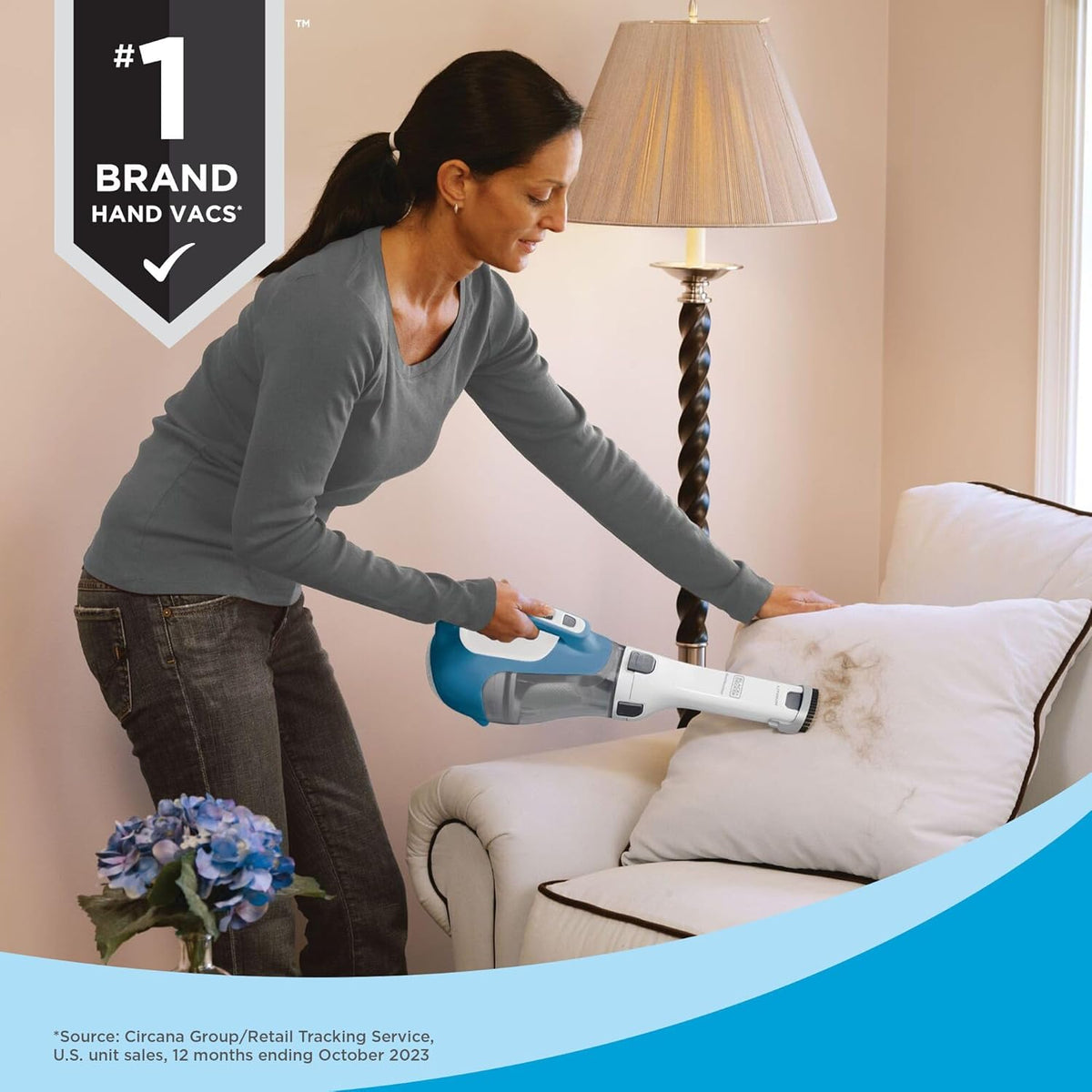 BLACK+DECKER dustbuster AdvancedClean Handheld Vacuum Cordless, Compact Home and Car Vacuum with Crevice Tool ,Rotating Nozzle and Charging Station, Large Dust Bowl (CHV1410L)