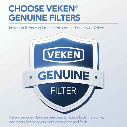 Veken Cat Water Fountain Filters, 8 Pack Replacement Filters & 8 Pack Replacement Pre-Filter Sponges Set for 50oz, 84oz, 95oz or 108oz Automatic Pet Fountain Dog Water Dispenser