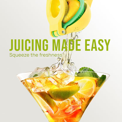 Zulay Kitchen Metal 2-in-1 Lemon Squeezer - Sturdy Max Extraction Hand Juicer Lemon Squeezer Gets Every Last Drop - Easy to Clean Manual Citrus Juicer - Easy-Use Lemon Juicer Squeezer - Yellow/Green