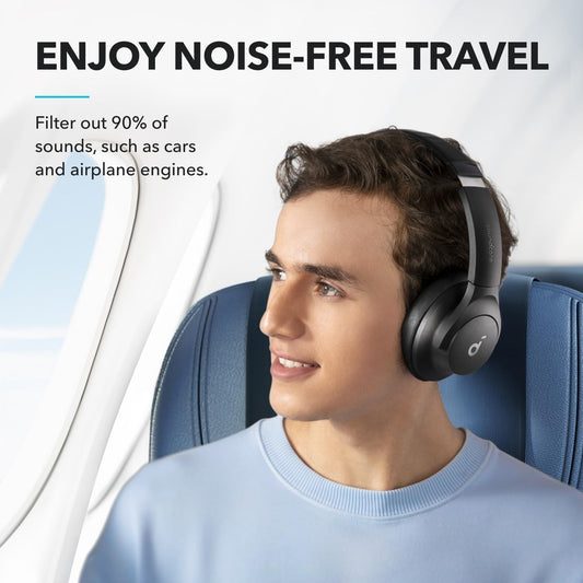 Soundcore by Anker Q20i Hybrid Active Noise Cancelling Headphones, Wireless Over-Ear Bluetooth, 40H Long ANC Playtime, Hi-Res Audio, Big Bass, Customize via an App, Transparency Mode