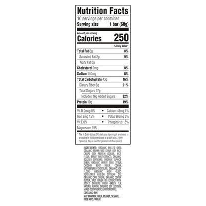 clif bar cool mint chocolate energy bars with caffeine 10-pack organic oats non-gmo