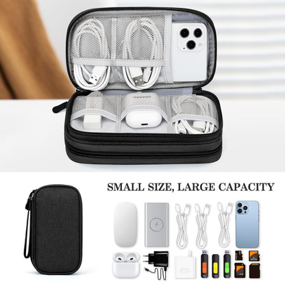 FYY Electronic Organizer, Travel Cable Organizer Bag Pouch Electronic Accessories Carry Case Portable Waterproof Double Layers All-in-One Storage Bag for Cable, Cord, Charger, Phone, Earphone Coffee