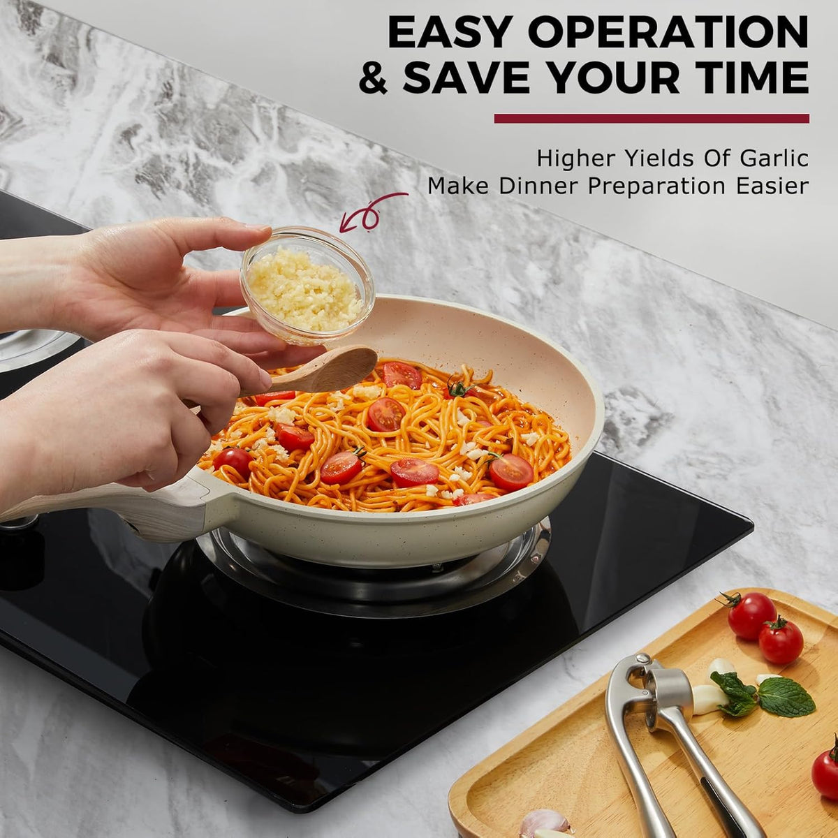 Kitessensu High Effective Garlic Press With Studs, Heavy Duty Garlic Mincer, Easy to Squeeze and Clean, Rust Proof & Dishwasher Safe, Ginger Crusher- Imperial Silver