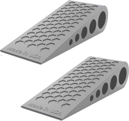 Door Stoppers for Bottom of Door Premium Floor Rubber Door Stop Wedge Made in USA Heavy Duty Honeycomb Design for Carpet, Tile, Ideal for Home, School, Commercial, Gray 2-Pack