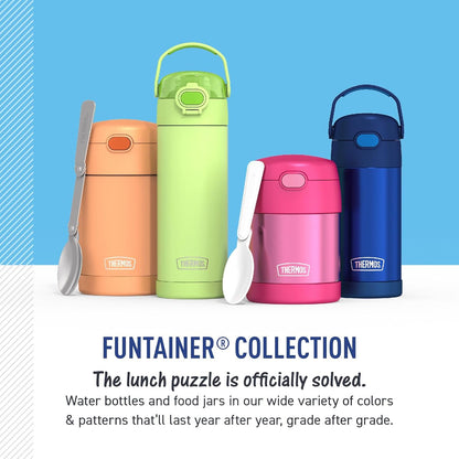THERMOS FUNTAINER Insulated Food Jar, 10 Ounce, Kid Friendly Food Jar with Foldable Spoon, Pink