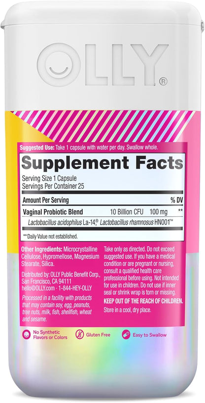 olly happy hoo-ha capsules 10 billion cfu probiotic for women gluten free 25 count