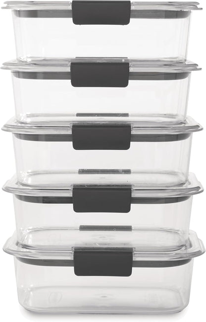 Rubbermaid Brilliance Tritan Plastic Food Storage Containers BPA Free Airtight Lids Ideal for Lunch Meal Prep & Leftovers Set of 5 (3.2 Cup)