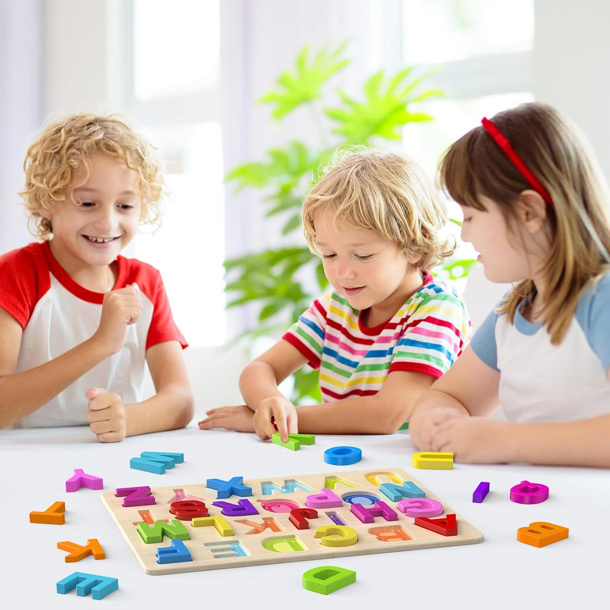 Alphabet Puzzles, Wooden Puzzles for Toddlers, ABC Shape Puzzles for Kids, Preschool Learning Activities, Gift for Girls Boys