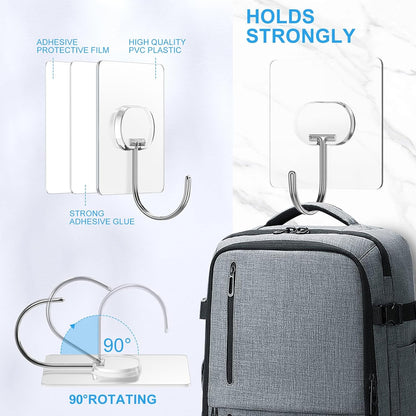 Large Adhesive Hooks for Hanging Heavy Duty Wall Hooks Self Adhesive Towel Coat Hooks Waterproof Transparent Hook for Bathroom Shower Kitchen Keys Door Outdoor Home Improvement Utility Hook 12 Pack
