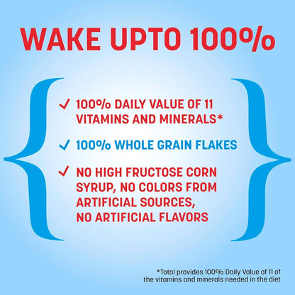 Whole Grain Total Breakfast Cereal, 100% daily value of 11 vitamins and minerals, 16 oz