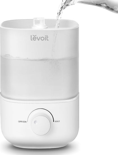 LEVOIT Top Fill Humidifiers for Bedroom, 2.5L Tank for Large Room, Easy to Fill & Clean, 28dB Quiet Cool Mist Air Humidifier for Home Baby Nursery & Plants, Auto Shut-off for Safety, 25H