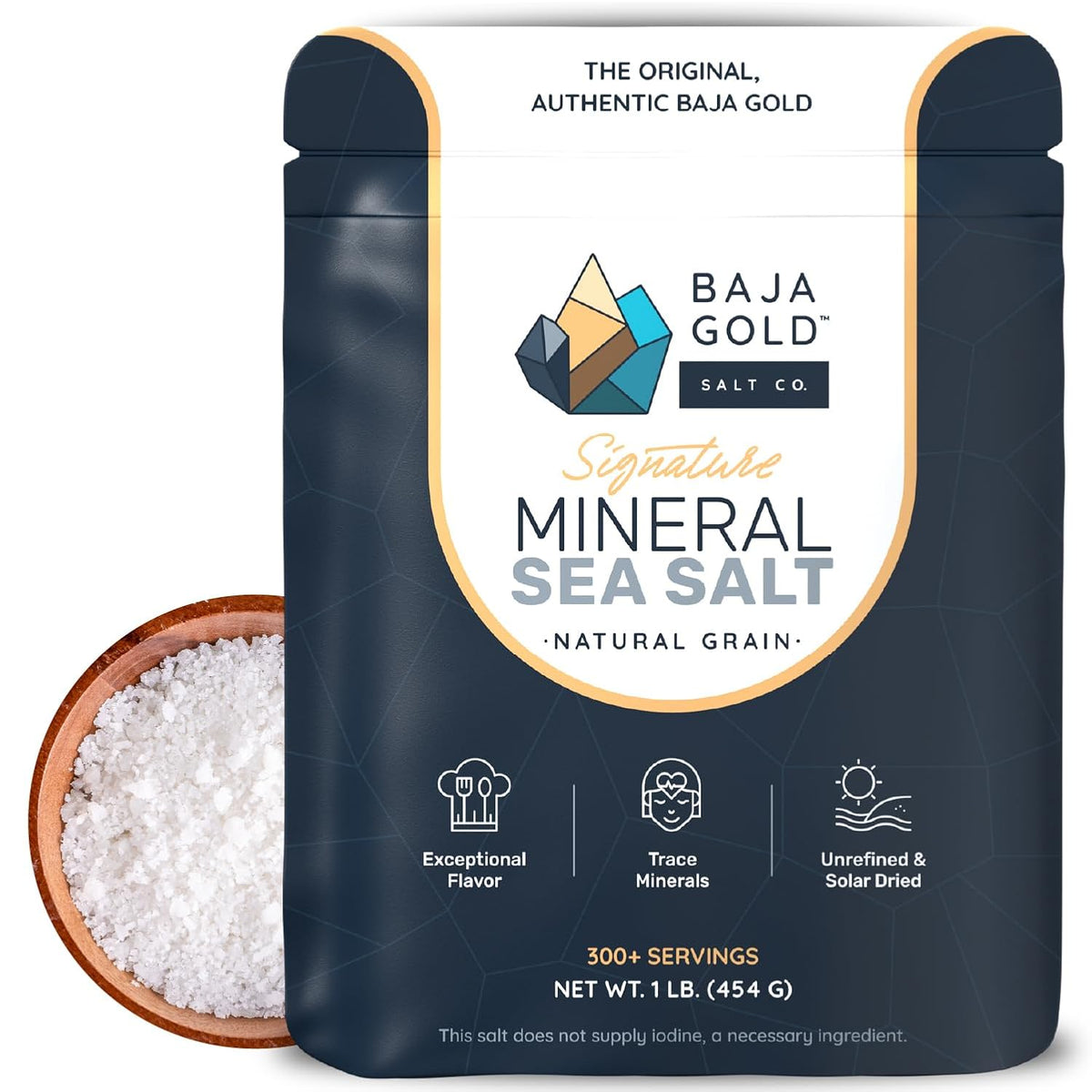 Baja Gold Mineral Sea Salt - Recommended by Gary Brecka - Organic Natural Grain Salt for Cooking & Baking | Authentic Baja Salt | Ideal for All Culinary Creations | 1 lb. Resealable Bag, 300+ Servings