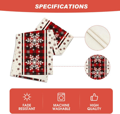 Artoid Mode Buffalo Plaid Snowflakes Christmas Table Runner, Seasonal Winter Kitchen Dining Table Decoration for Home Party Decor 13x72 Inch