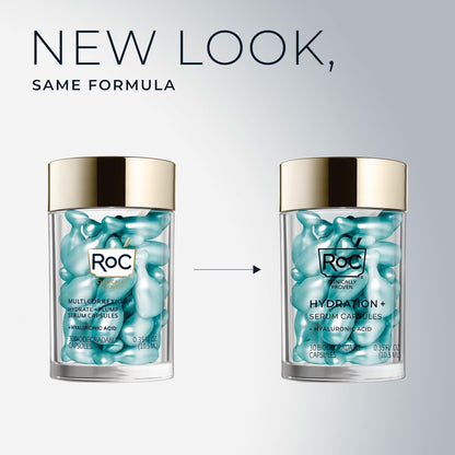 roc multi correxion hyaluronic acid night serum capsules (30 ct) + roc retinol capsules (7 ct) for anti-aging skin care