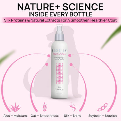 BioSilk for Dogs Silk Therapy Detangling Plus Shine Mist for Dogs | Best Detangling Spray for All Dogs & Puppies for Shiny Coats and Dematting | 8 Oz Bottle (Packaging May Vary),WHITE (Pack of 1)