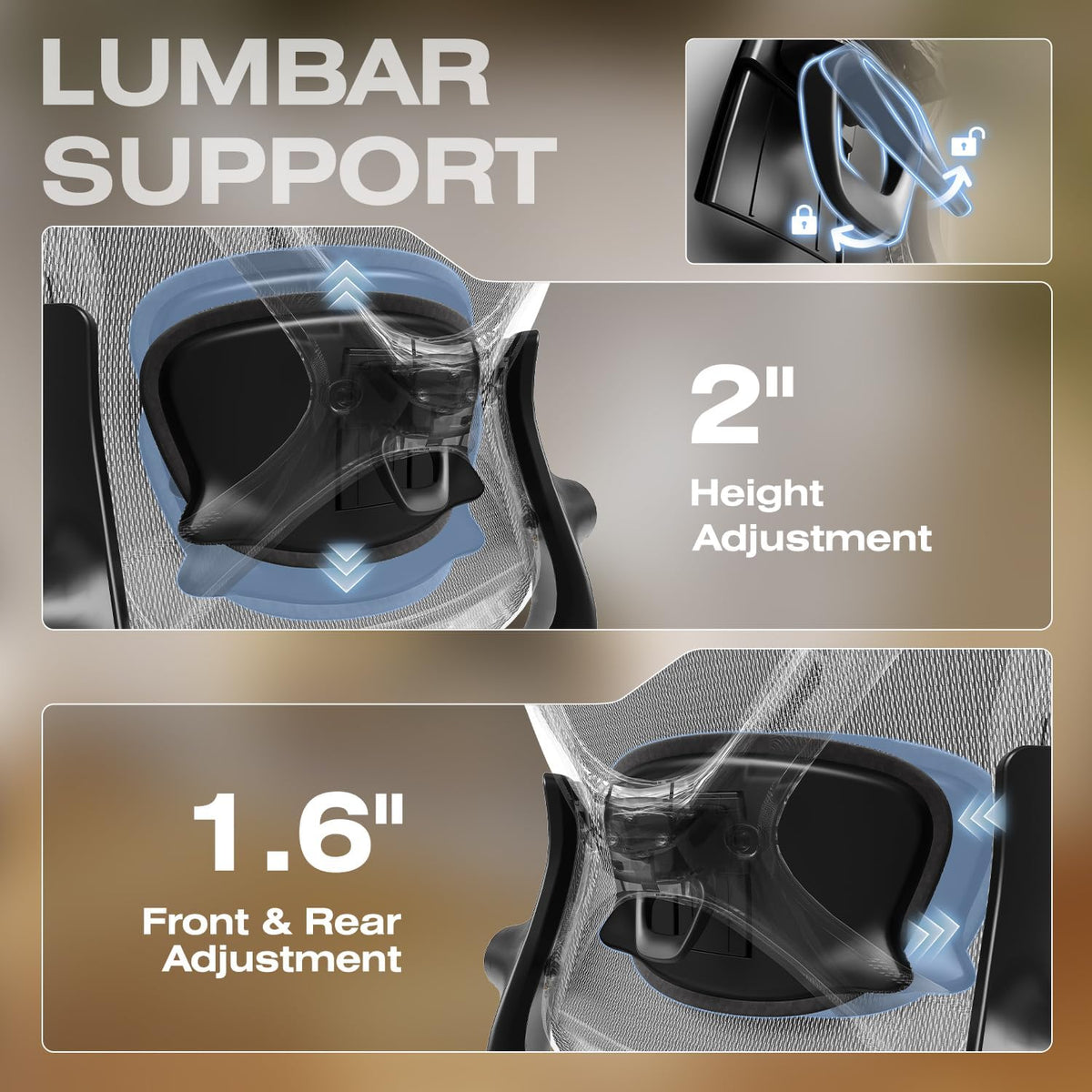 ELABEST X100 Ergonomic Office Chair with Footrest, Big and Tall Home Desk Chair with 5D Flip-Up Arms, Adjustable 3D Lumbar Support,High Back Rolling Computer Chair, Swivel Mesh Chairs (Midnight Mist)
