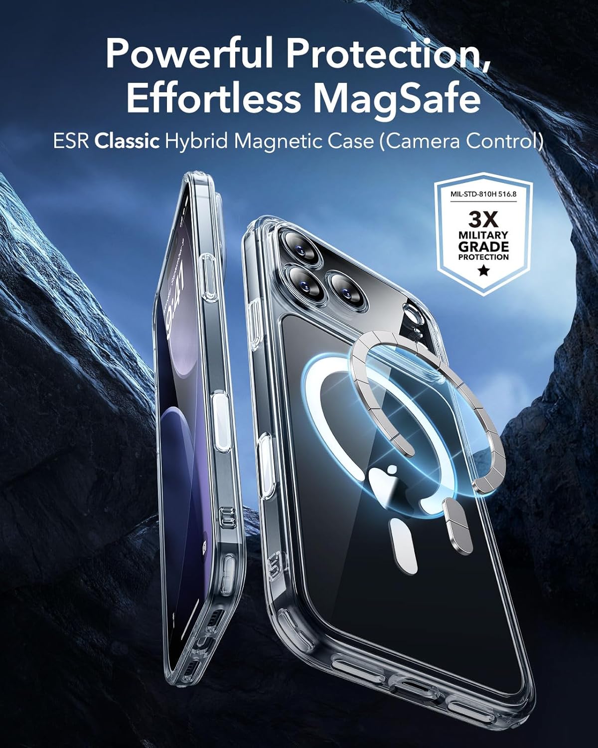 ESR for iPhone 17 Pro Max Case, Camera Control, Compatible with MagSafe, Shockproof Military-Grade Protection, Magnetic Phone Case for iPhone 17 Pro Max, Classic Hybrid Case, Clear