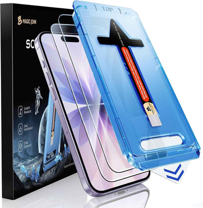 MAGIC JOHN 2 Pack for iPhone 17 Pro Max 6.9 inch Tempered Glass Screen Protector, Auto Dust-Elimination, Bubble Free, HD Clear, Easy Installation