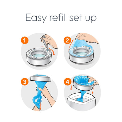 Diaper Genie Essentials Round Refill 8-Pack | Holds Up to 2560 Newborn Diapers | Features Unscented Continuous Film | Compatible with Diaper Genie Complete and Expressions Pails,8 Count (Pack of 1)