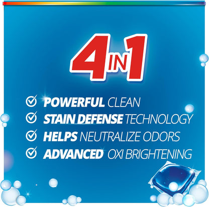 Purex 4-in-1 Oxi Power + Odor Fighter Laundry Detergent Pacs, Fresh Morning Burst, 56 Count