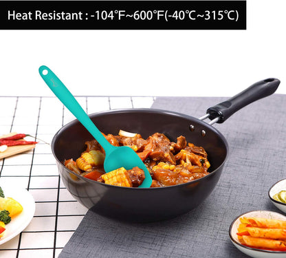 HOTEC Heat Resistant 600℉ Food Grade Silicone Rubber Spatula Set for Baking, Cooking, and Mixing Non Stick Dishwasher Safe BPA-Free Multicolor Set of 5