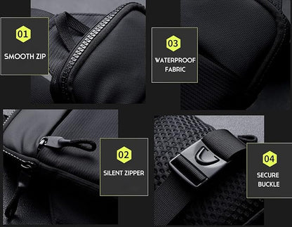 Simptech Mini Crossbody Sling Bag Chest Bag Dual Pocket Water Resistant Fanny Pack Running Phone Holder for Men Women Workout Travelling