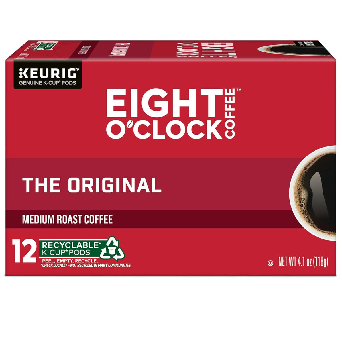 eight o'clock coffee the original, medium roast, keurig k-cup pods, 72 count, kosher
