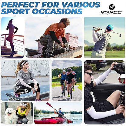 YQXCC 4 Pairs Arm Sleeves, Cooling UV Sun Protection Sports Compression Sleeves for Men Women, Golf Basketball Arm Sleeves