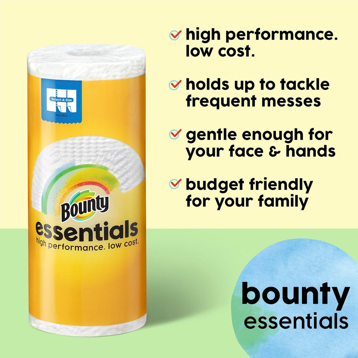 Bounty Essentials Select-A-Size Paper Towels, White, 2 Triple Rolls = 6 Regular Rolls (Packaging May Vary)