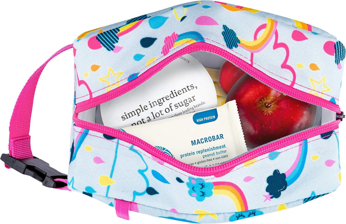 PackIt Freezable Snack Box, Rainbow Sky, Built with ECOFREEZE Technology, Collapsible, Reusable, Zip Closure with Buckle Handle, Great for All Ages and Fresh Snacks on the go