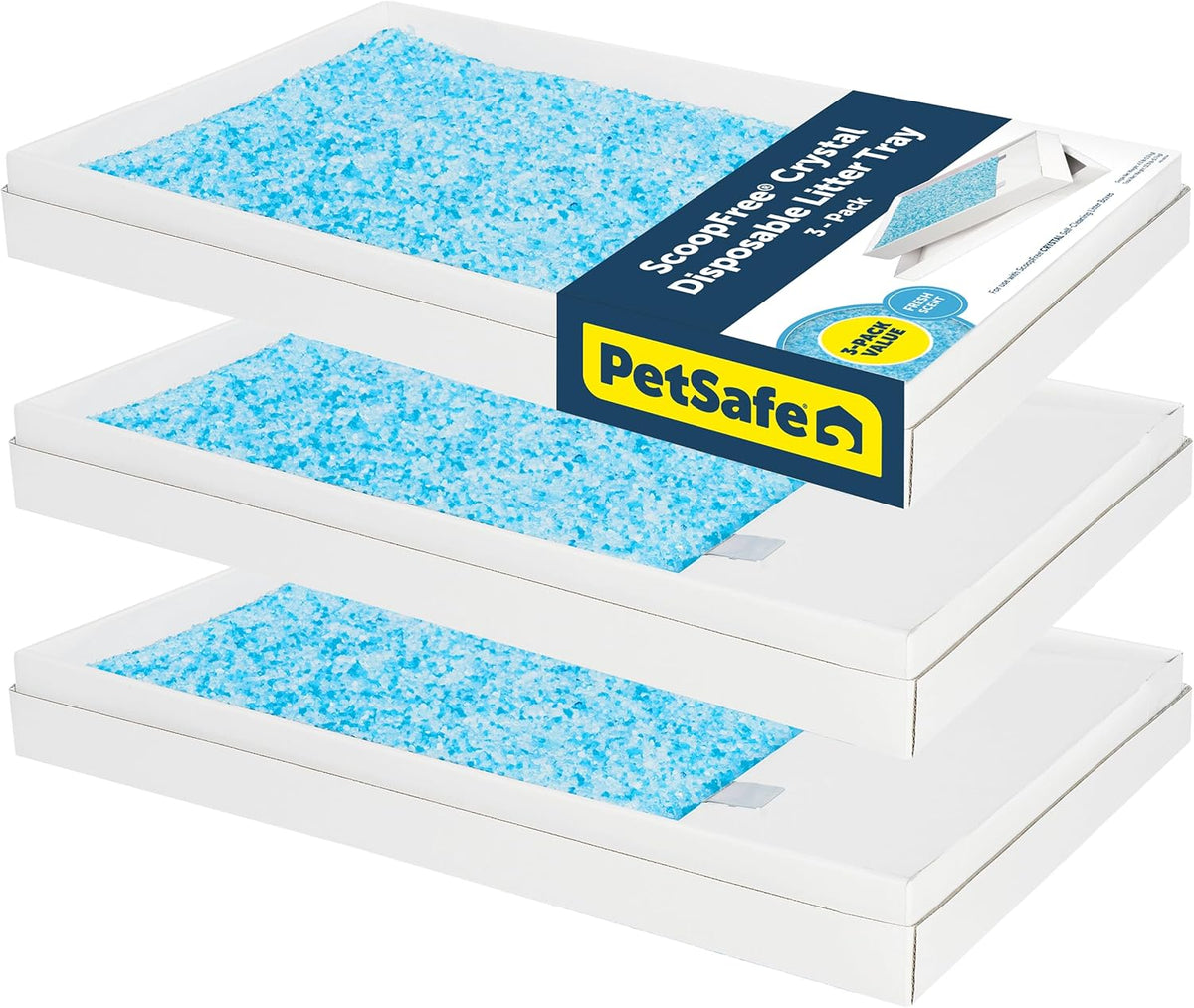 PetSafe ScoopFree Disposable Crystal Cat Litter Tray - Easy Cleaning Box - Refill Tray for Automatic Litter Box - Fresh Scent - 4.3 lb Bags - 3 Pack