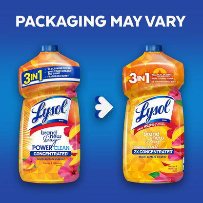 Lysol Power Clean Multi-Surface Cleaner, 2x Concentrated Pour, Mango & Hibiscus, 28 Fl Oz