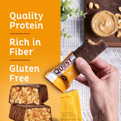 Quest Nutrition Crispy Chocolate Peanut Butter Hero Protein Bar, 18g Protein, 1g Sugar, 3g Net Carb, Gluten Free Protein Snack, Keto Friendly, 12 Count