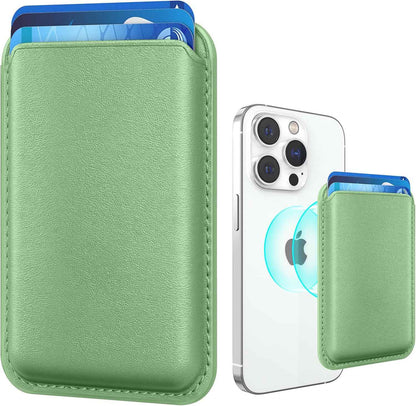 Stronger Magnetic RFID Leather Mag-Safe Card Holder for iPhone 16 Series, Mag-Safe Accessories Stick on Series of iPhone 17/16/15/14/13/12 and Pro/Promax, Black