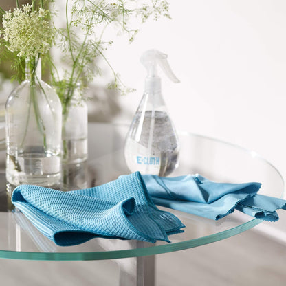 E-Cloth Microfiber Window Cleaning Cloth Kit - Glass Cleaning Cloth for Windows, Mirrors, Cars, Lenses, Eyeglasses, & More, Streak Free Clean, Machine Washable Reusable Towel - Alaskan Blue