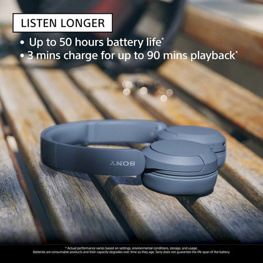 Sony WH-CH520 Wireless Headphones Bluetooth On-Ear Headset with Microphone and up to 50 Hours Battery Life with Quick Charging, Black