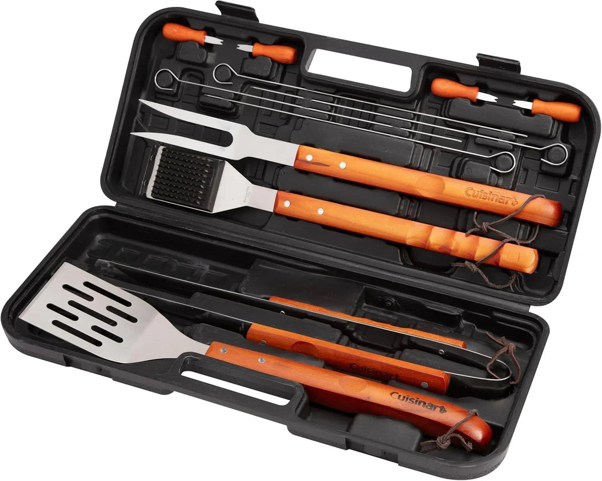 Cuisinart 13-Piece Grill Tool Set, Stainless-Steel BBQ Utensils & Accessories - Cart Shape