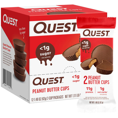 Quest Nutrition Peanut Butter Cups, 11g protein, low carb, gluten free, keto friendly, 12 count