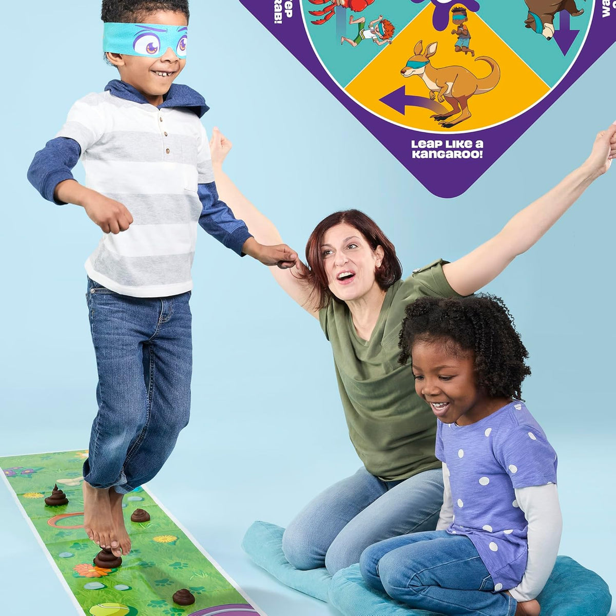 Hasbro Gaming Don't Step in It! Preschool Game I Blindfolded, Poop Party Game | Spinner with 8 Fun Animal Moves | Ages 4+| 1+ Players I Funny Kids Board Games