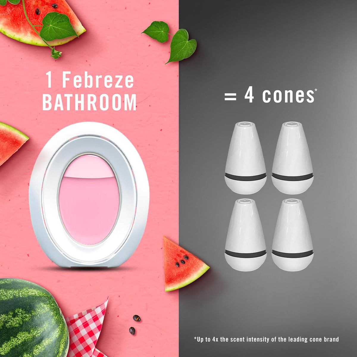 Febreze Bathroom Air Freshener, Odor-Fighting, Plug In Alternative, Air Fresheners for Home and Bathroom and Kitchen, Closet Air Fresheners, Watermelon & Lilac Scent, 4 Count