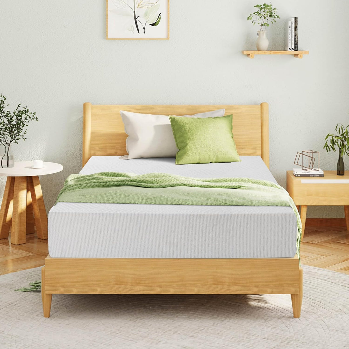 EGOHOME Full Size Memory Foam Mattress, 8 Inch Bed Mattress in A Box with Cooling Green Tea Gel, Pressure Relief with Medium Firm Support, CertiPUR-US Certified, 75''L x 54''W, ‎37.3 pounds White