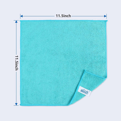 HOMEXCEL Microfiber Cleaning Cloth,12 Pack Cleaning Rags, Cleaning Towels with 4 Color Assorted, 11.5"X11.5"(Green/Blue/Yellow/Pink)