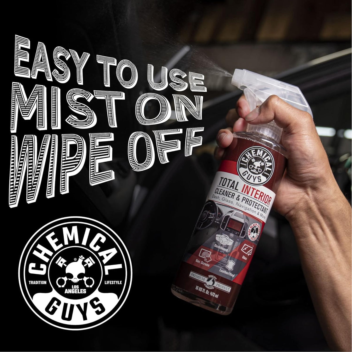 Chemical Guys total interior cleaner & protectant spray for leather, vinyl, plastic, rubber & glass - 16 oz - black cherry